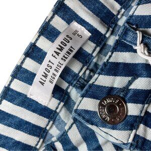 NWT Almost Famous Blue & White Vertical Striped Jeans - Size 5